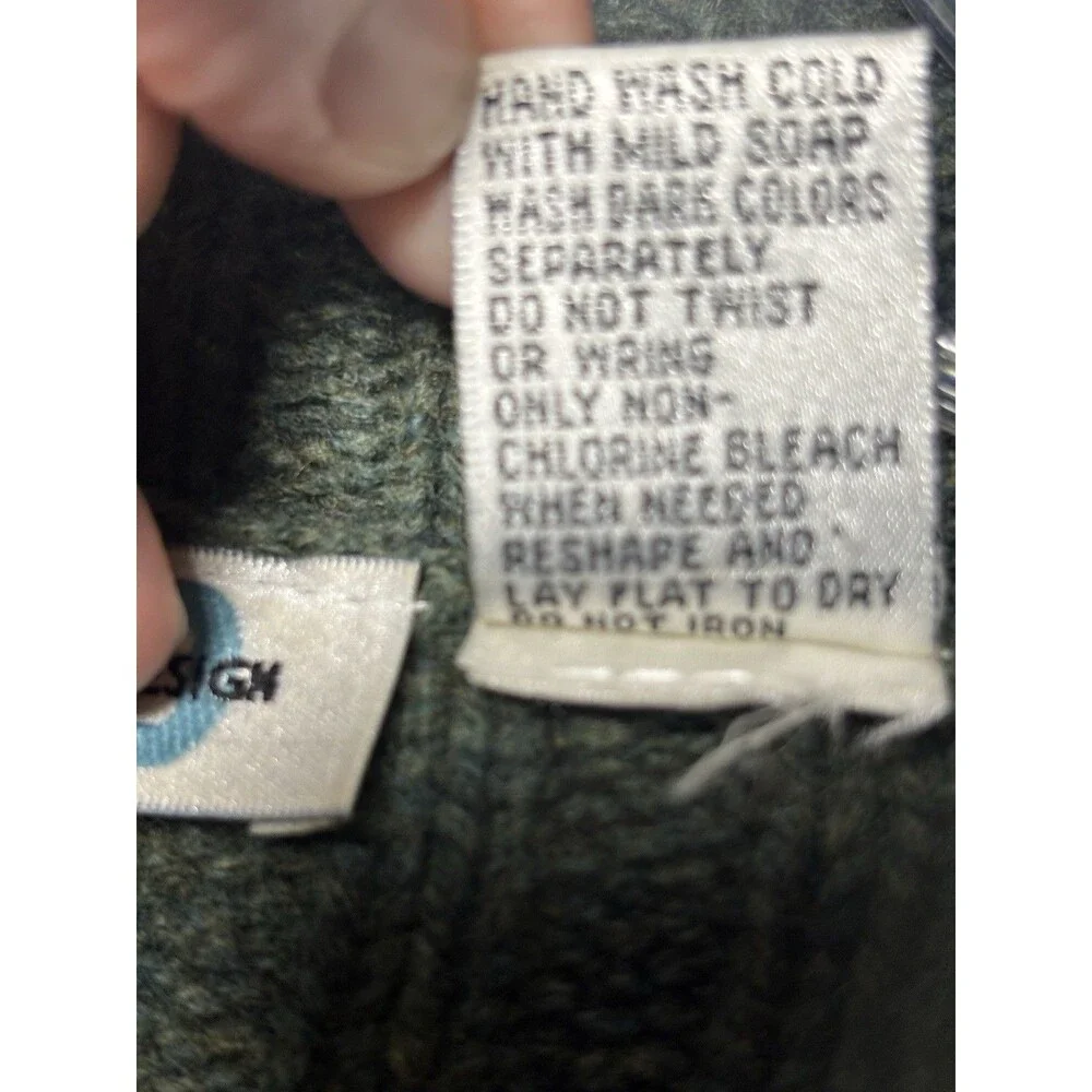 Paul Harris Design Sweater Women L Full Zip Lambs Wool Green Dark Academia